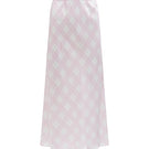 KIKI CAT 22 MOMME Mulberry Pink Silk Bias Midi Skirt by Not Just Pajama, showing the elegant silk fabric and flattering midi length.