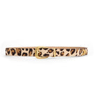 Acaria Studio leopard leather belt with bold animal print, stylish accessory for casual or dressy outfits.