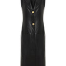 Black Mercury leather vest by Acaria Studio featuring a fitted design and smooth leather texture.