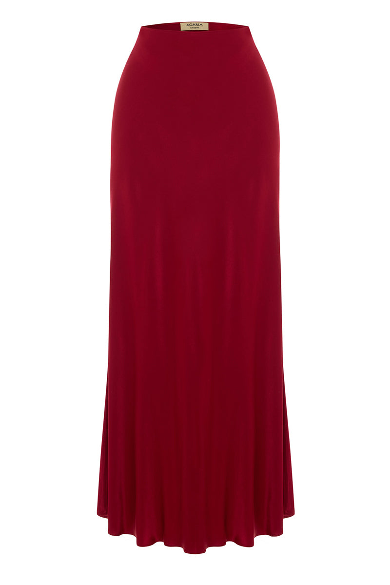 JILL SATIN SKIRT IN RED