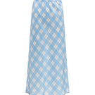 KIKI CAT 22 Momme Mulberry Blue Silk Bias Midi Skirt from Not Just Pajama, with smooth silk fabric and elegant midi length.