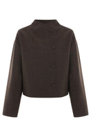 Acaria Studio Sahara Jacket in coffee color, stylish and cozy jacket with a tailored fit, displayed on a mannequin.
