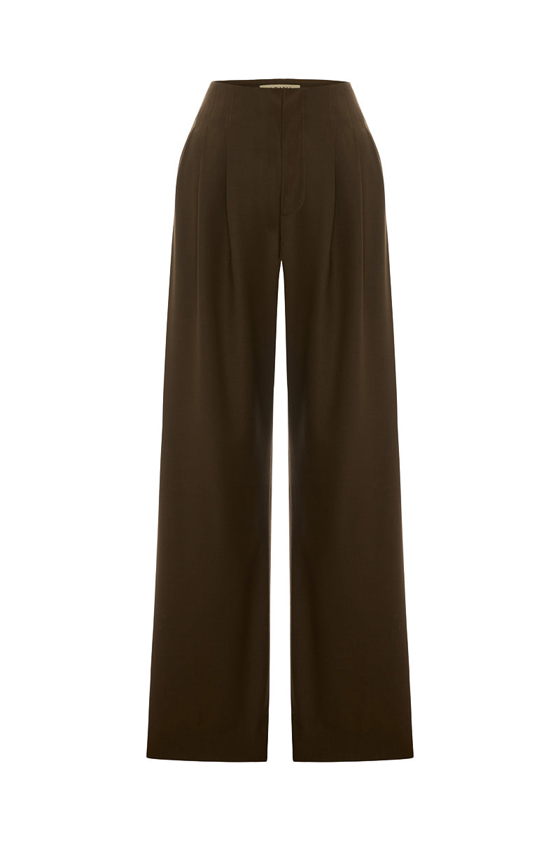 Dark brown Earth Pants from Acaria Studio featuring a relaxed fit and comfortable fabric, ideal for casual or outdoor wear.