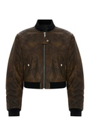 Acaria Studio Nostalgie leather bomber jacket featuring classic design, with a smooth leather finish and ribbed collar and cuffs.