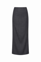 Gray striped Stardust pencil midi skirt by Acaria Studio, shown with a fitted waist and classic pencil silhouette.