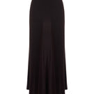 Brown satin maxi skirt by Acaria Studio featuring a flowing design and elegant waistband, styled for a sophisticated look.