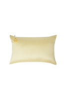 Yellow Tuscan Rose silk pillowcase from Not Just Pajama, showcasing smooth, luxurious silk fabric with a soft, elegant appearance.