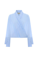Blue historical shirt by Acaria Studio featuring vintage-inspired design and classic collar detail.