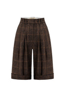 Acaria Studio GURU Shorts in brown silk blend, lightweight and stylish with a smooth fabric texture, perfect for casual wear.