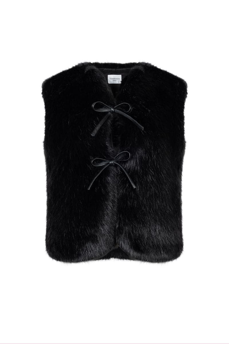 Verheyen Serena black gilet jacket with front pockets, lightweight and stylish for casual wear, shown on a plain background.