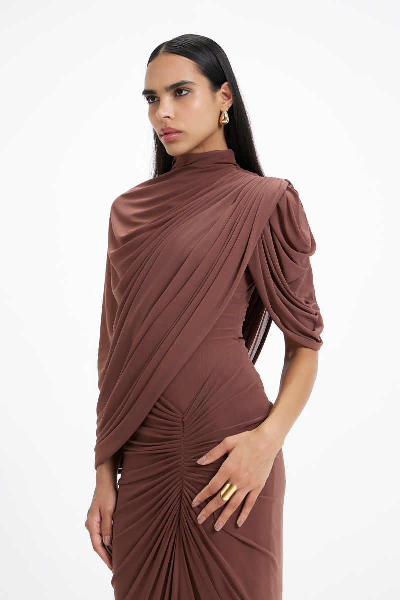Deme By Gabriella Beth Maxi Dress in flowing fabric with elegant design, perfect for summer events and casual occasions.