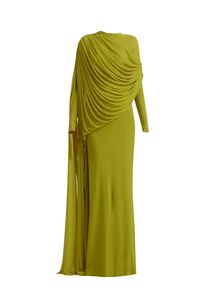 Deme By Gabriella Agatha gown in elegant fabric, featuring a flowing silhouette and intricate detailing.