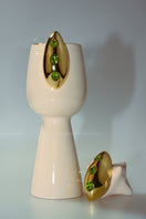 Liya Ocean Eye Green Earrings, stylish jewelry with vibrant green stones, hanging earrings with intricate design details.