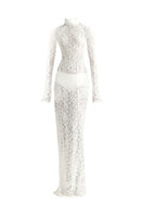 Deme By Gabriella off-white amber maxi dress with flowing fabric and elegant design, perfect for summer or special occasions.