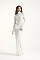 Off-white amber maxi dress by Deme By Gabriella featuring flowing fabric and elegant design for stylish summer wear.