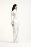 Deme By Gabriella off-white amber maxi dress with flowing fabric and elegant design, perfect for summer or special occasions.