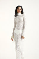 Deme By Gabriella off-white amber maxi dress with flowing fabric and elegant design, perfect for summer or special occasions.