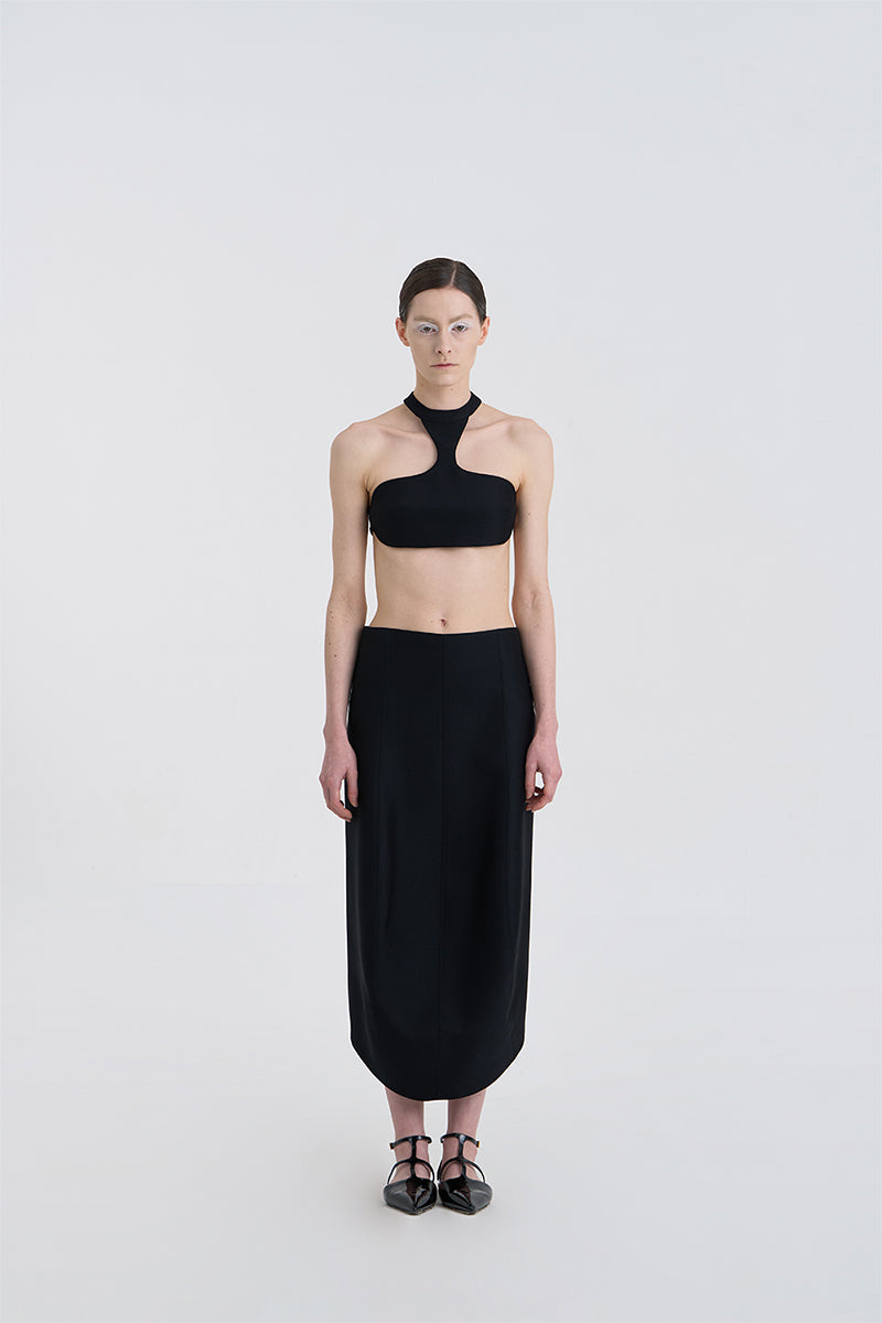 MORPH WOOL SILK SKIRT IN BLACK - CULT MIA