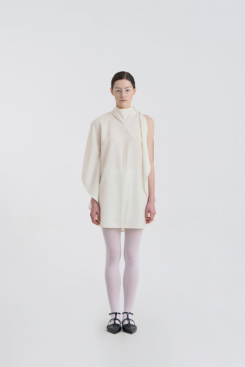 FILANTE CAPE WOOL BLOUSE IN IVORY - CULT MIA