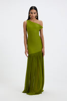 Deme By Gabriella Tiffany maxi dress in flowing fabric with a fitted waist and elegant neckline, perfect for summer events.