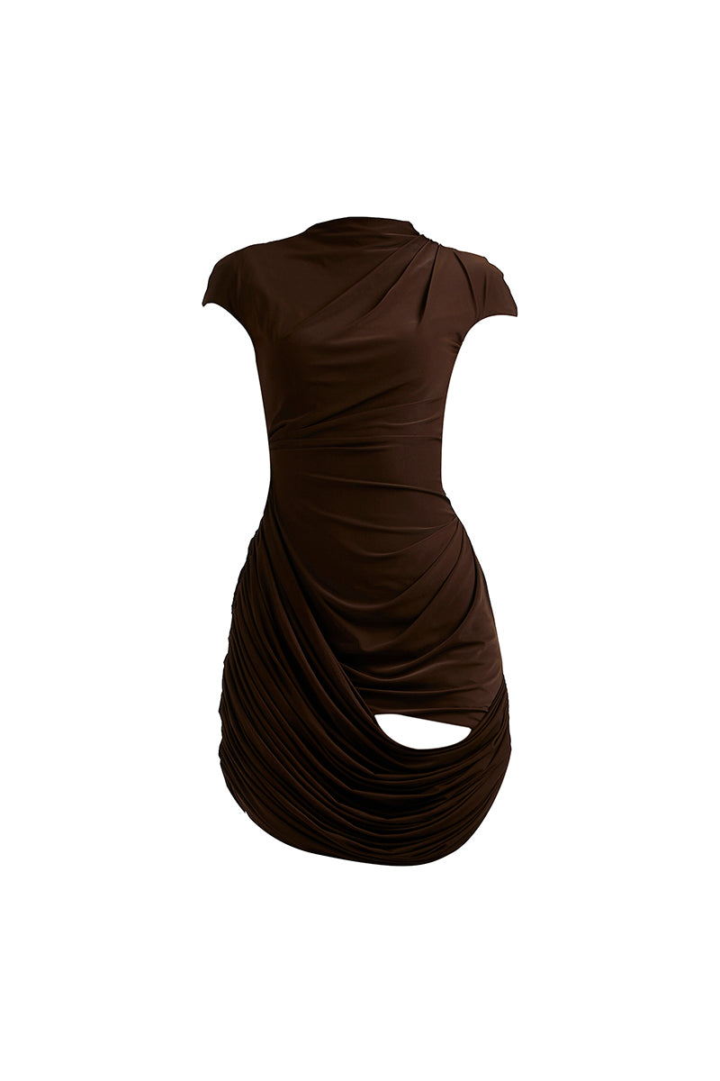 FLEUR BROWN MINI DRESS - CULT MIA