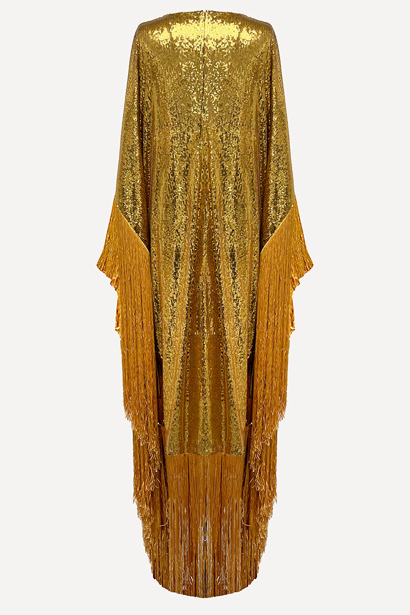 METALLIC SEQUIN KAFTAN IN GOLD - CULT MIA
