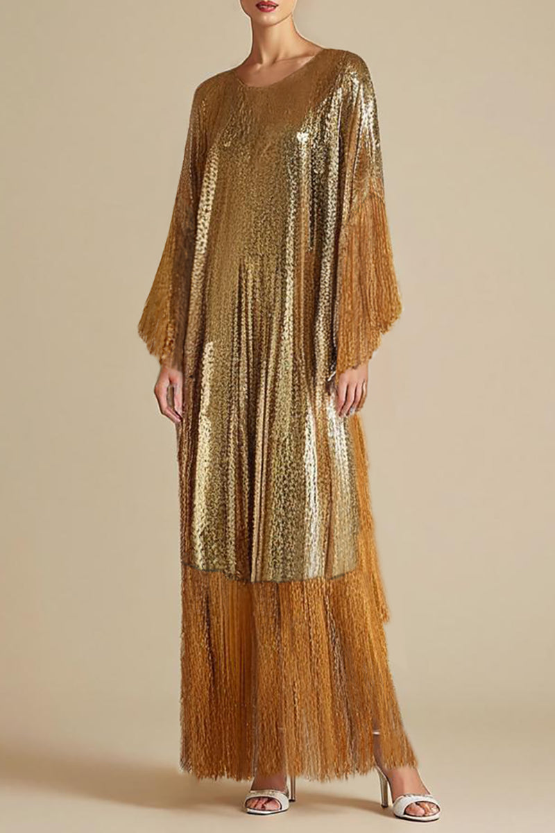 METALLIC SEQUIN KAFTAN IN GOLD - CULT MIA