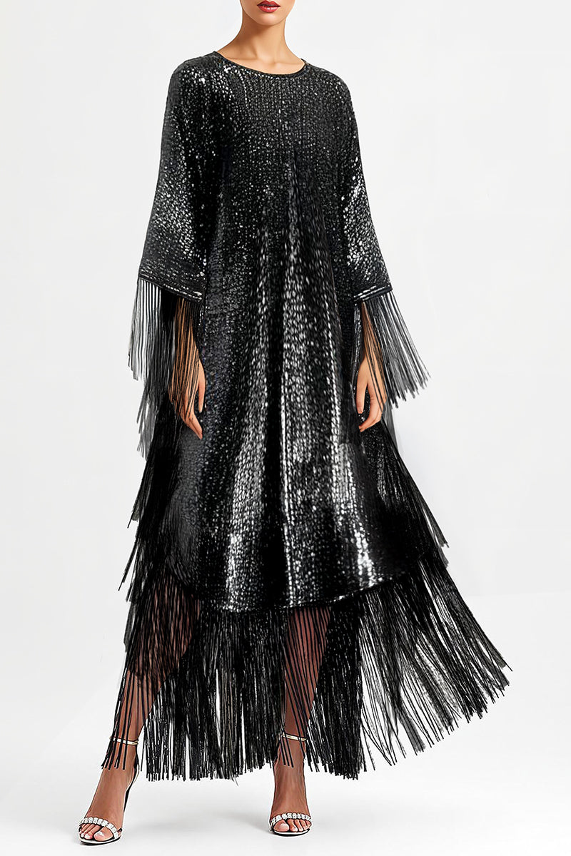 METALLIC SEQUIN KAFTAN IN SILVER - CULT MIA