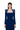 NAVY BLUE LONG SLEEVE TRAPEZOID NECKLINE BODYCON FULL DRESS - CULT MIA