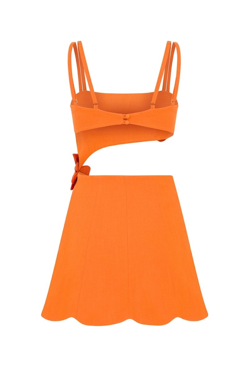 AMARYLLIS ORANGE FLORAL MINI DRESS - CULT MIA