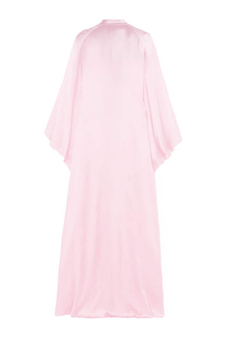 KAFTAN SHIRT DRESS WITH CRYSTAL BUTTONS IN MISTY ROSE - CULT MIA