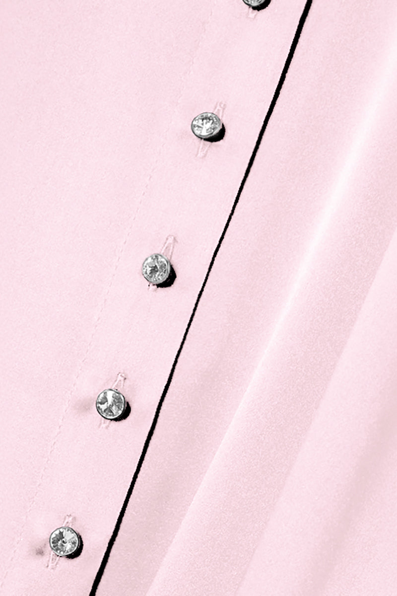 KAFTAN SHIRT DRESS WITH CRYSTAL BUTTONS IN MISTY ROSE - CULT MIA