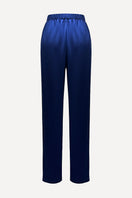 Navy hammered silk pajama pants with crystal trim from SemSem, featuring a relaxed fit and luxurious fabric for comfortable sleepwear.