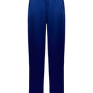 Navy hammered silk pajama pants with crystal trim from SemSem, featuring a relaxed fit and luxurious fabric.