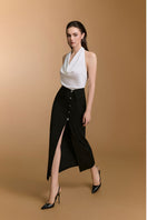 Pink blush midi skirt from Arti Apparel, flowing midi skirt with a soft fabric and elegant length, perfect for stylish outfits.