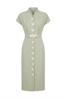 White Plan Liora tailored midi dress shown in a stylish, fitted design with a sleek silhouette and elegant details.