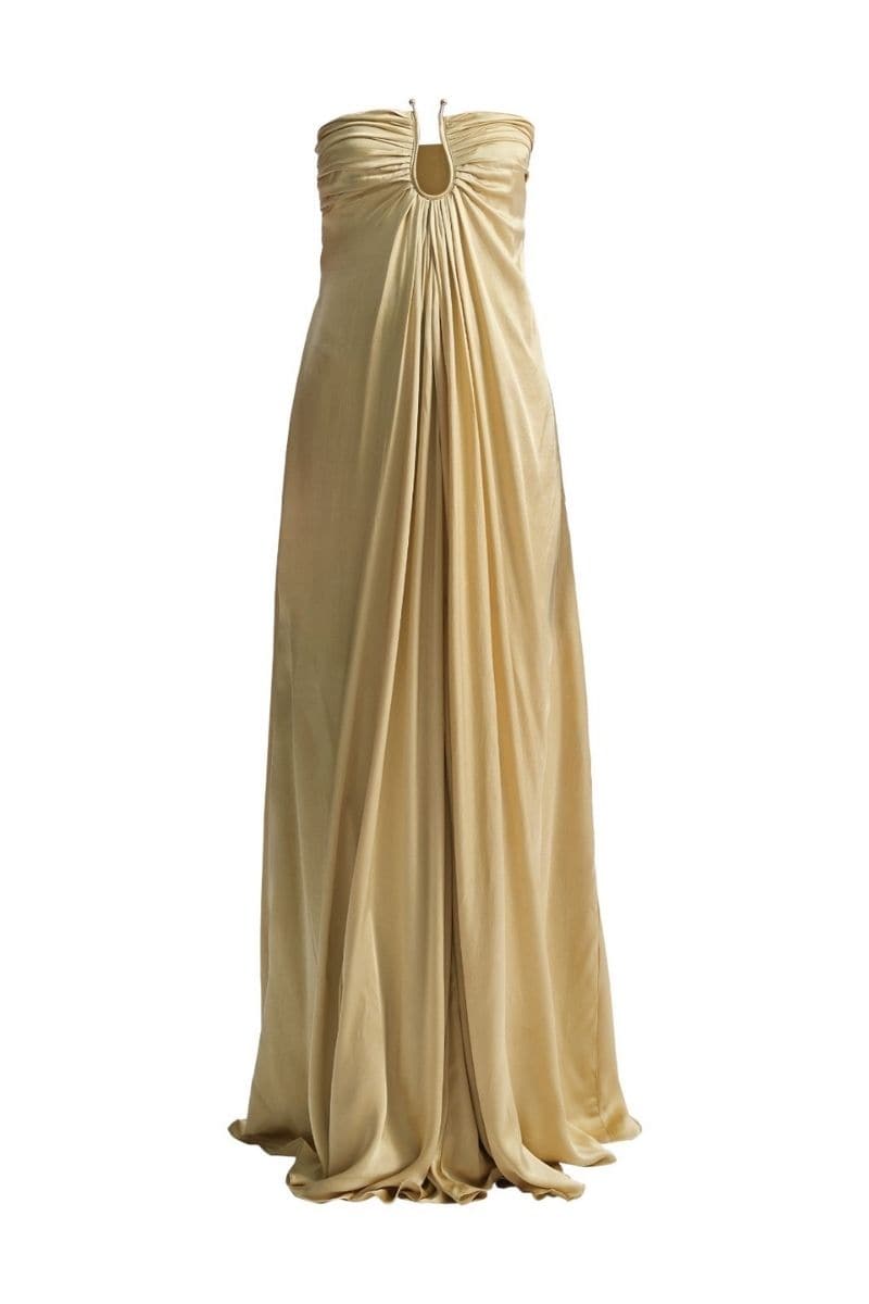 Deme by Gabriella CULT MIA X DEME maxi gown, elegant flowy dress with intricate detailing and a flattering silhouette.