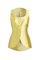 Mestiza New York Elena tailored top in golden green, featuring a fitted design with elegant neckline and stylish details.