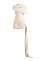 Deme By Gabriella ivory collete mini dress with fitted bodice and sleeveless design, perfect for stylish summer occasions.