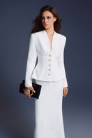 White waistband midi skirt by Keira Tong featuring a flowy silhouette and elegant design, shown on a model.