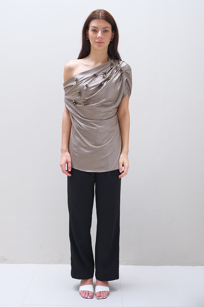 LUNARA TOP IN METALLIC BRONZE - CULT MIA