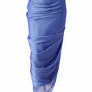 LECIA draped shiny midi skirt in luminous blue with flowing fabric and elegant design, perfect for stylish occasions.