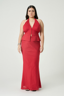 Summer Away RHEA Cherry top featuring a stylish, fitted design in vibrant cherry color, perfect for casual or summer wear.