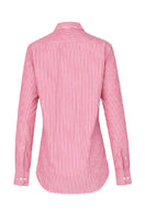 Red striped Verdelimon shirt showing the back view with long sleeves and a classic collar, perfect for casual or office wear.