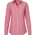 Red striped Verdelimon shirt with front view, showcasing classic pattern and button-down style.