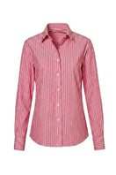 Red striped Verdelimon shirt with front view, showcasing classic pattern and button-down style.