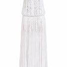 Keira Tong fringe lace maxi dress featuring intricate lace details and flowing fabric, perfect for elegant occasions.