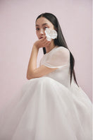 White Plan Elina Tulle Dress gown featuring elegant layered tulle fabric and a flowing silhouette.