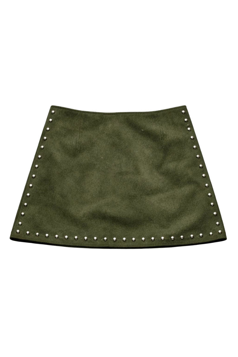 TELLIER SKIRT IN OLIVE GREEN - CULT MIA