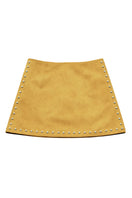 ZUT Tellier mini skirt in vibrant mango color, stylish and fitted, shown on a model with a clean background.